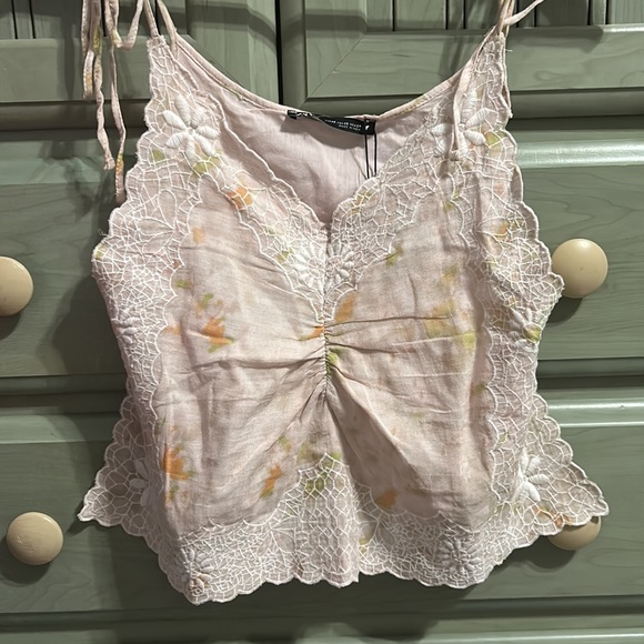 Zara Art Deco XS Floral Appliqué Crop Cami - Picture 8 of 11